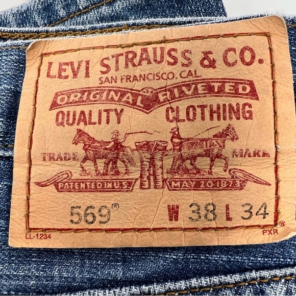 Levi's Men's 569 Loose Straight Fit Jeans Medium Wash Size 39W x 34L Cotton - Picture 9 of 13